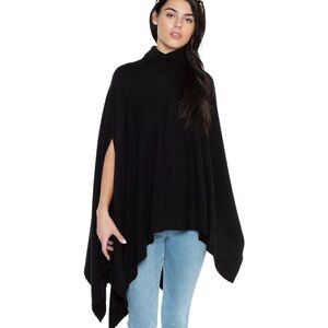 NWT-J Cashmere - Elegant Black Women's Sweater Poncho, Large